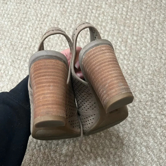 Franco sarto lace up  peep toe heels brown size 8 tan - Picture 10 of 15